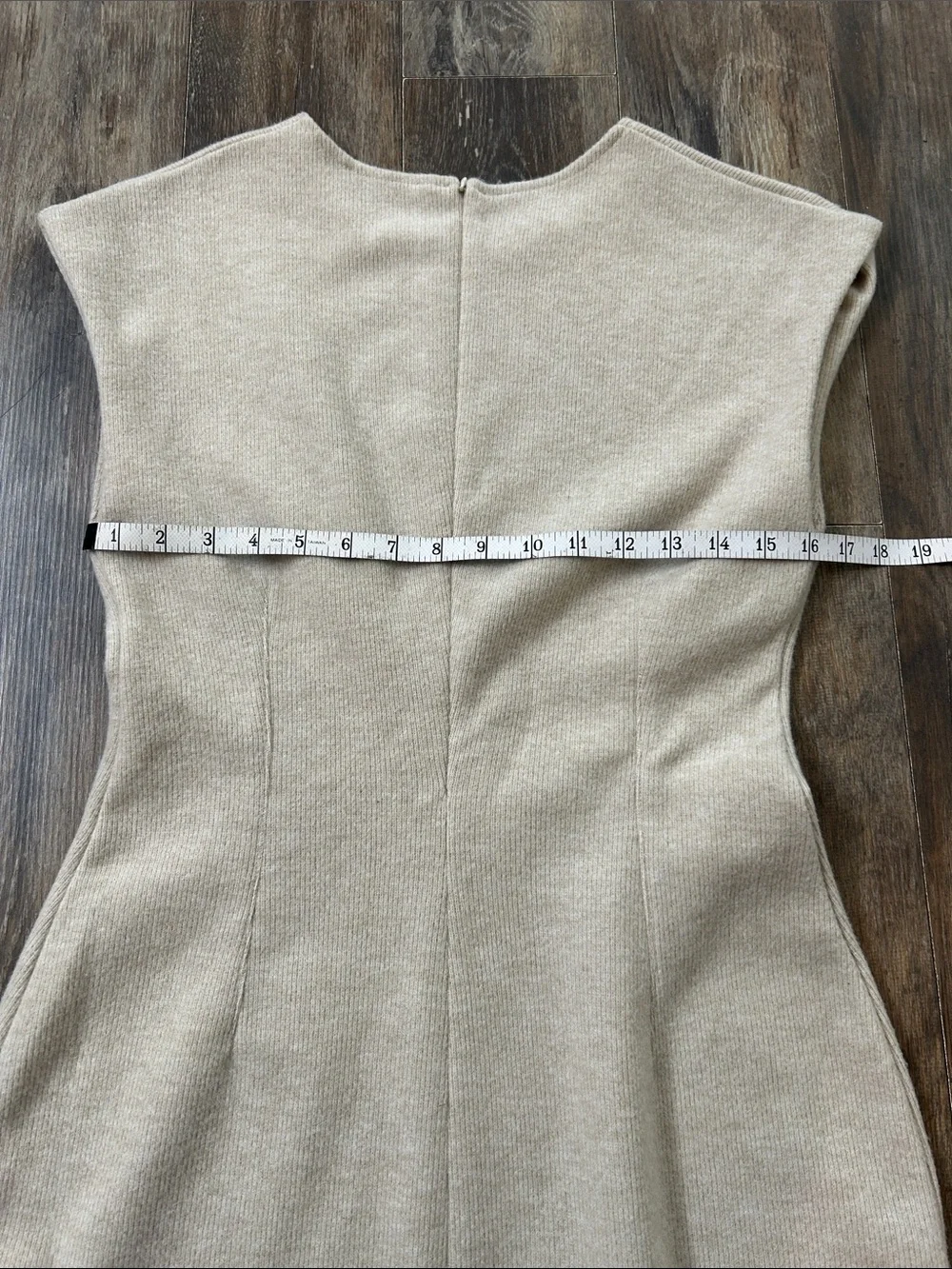 Zara Neutral Cap-Sleeve Knit Mini Dress in Beige - Picture 9 of 10